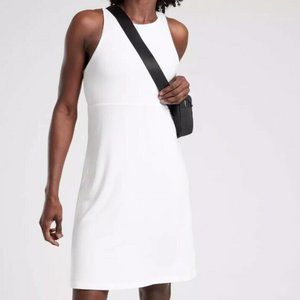 ATHLETA HEATHER GRAY WHITE REVERSIBLE HIGH NECK SANTORINI DRESS